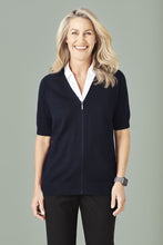 Load image into Gallery viewer, Womens Zip Front Short Sleeve Knit
